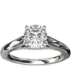 ZAC ZAC POSEN Curved Cathedral Solitaire Engagement Ring with Diamond Bridge Detail in 14k White Gold (1/10 ct. tw.)